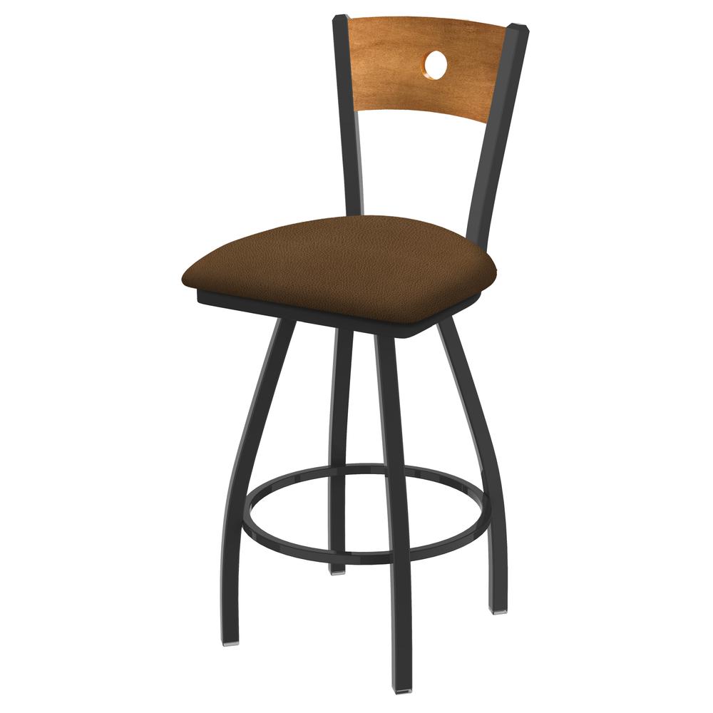 XL 830 Voltaire 30" Swivel Counter Stool with Pewter Finish, Medium Back, and Rein Thatch Seat