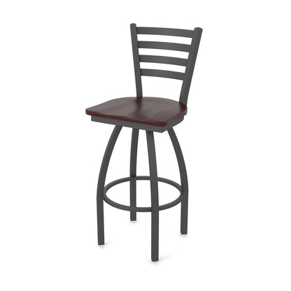 410 Jackie 36" Swivel Bar Stool with Pewter Finish and Dark Cherry Maple Seat