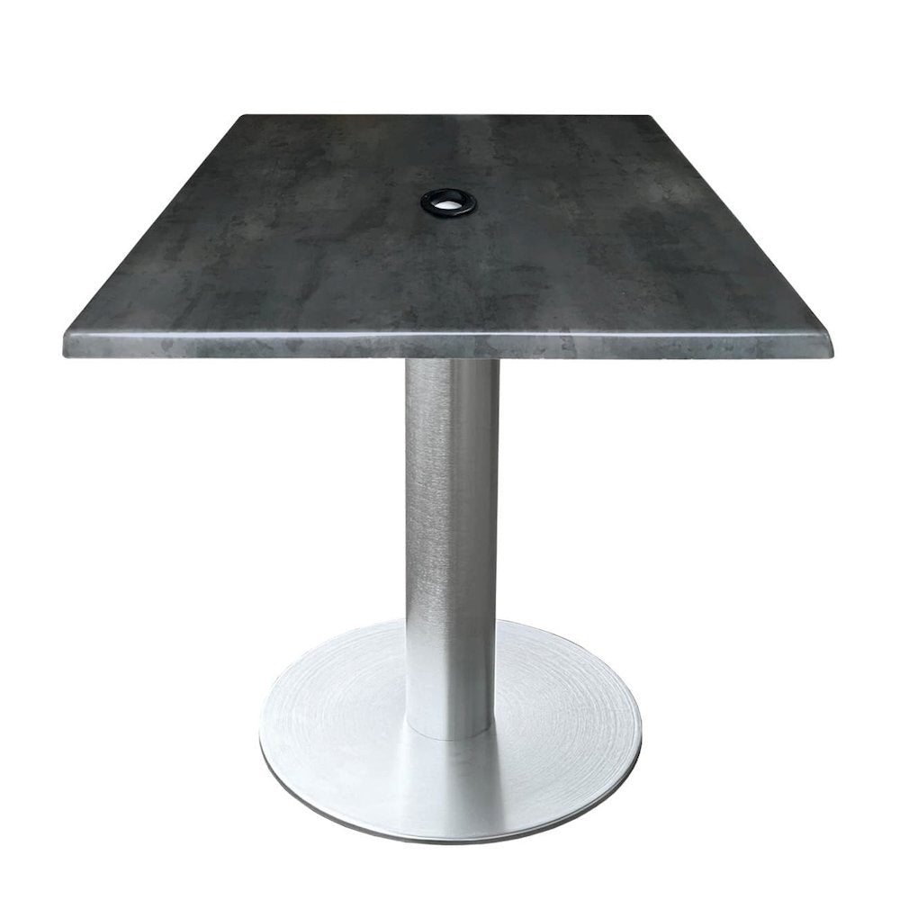 All-Season Table with 36" x 36" Square White Marble Top with Umbrella Hole