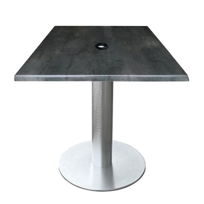 All-Season Table with 36" x 36" Square White Marble Top with Umbrella Hole