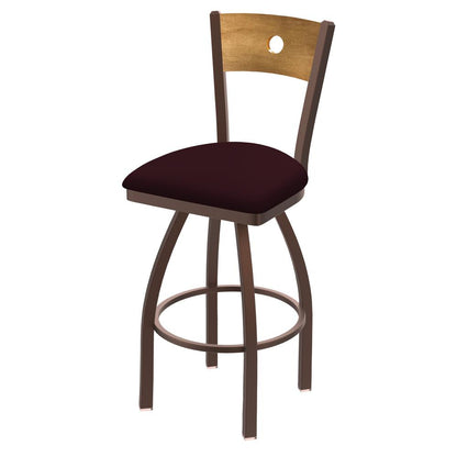 830 Voltaire 36" Swivel Counter Stool with Bronze Finish, Medium Back, and Canter Bordeaux Seat