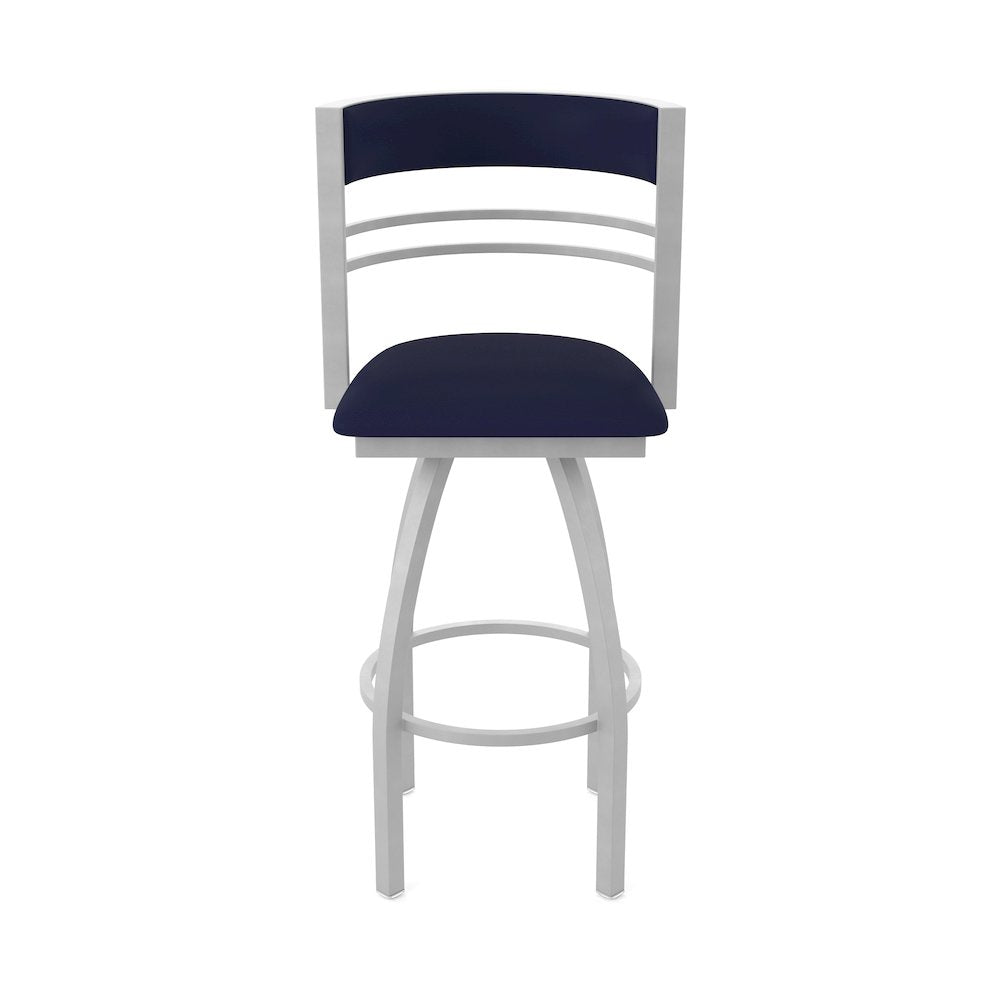 Swivel Bar Stool with Anodized Nickel Finish and Canter Twilight Seat and Back