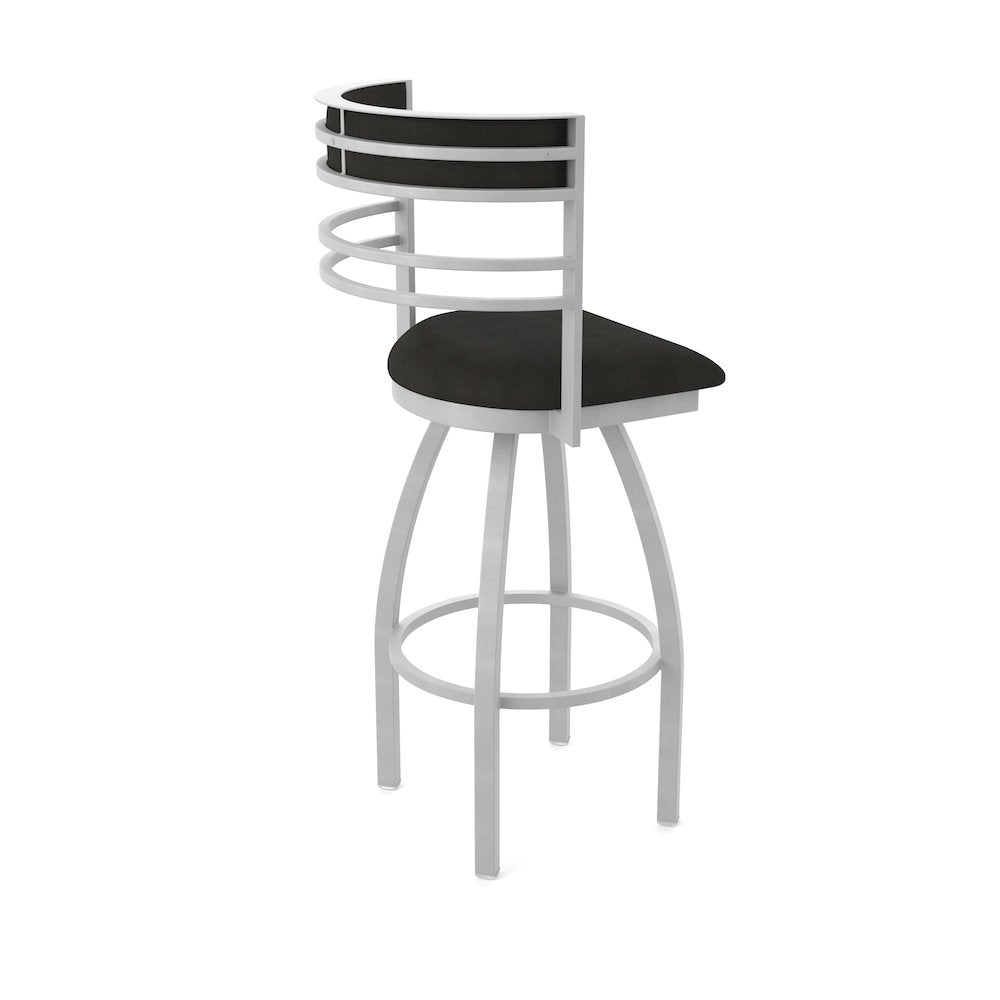 Swivel Bar Stool with Anodized Nickel Finish and Canter Espresso Seat and Back