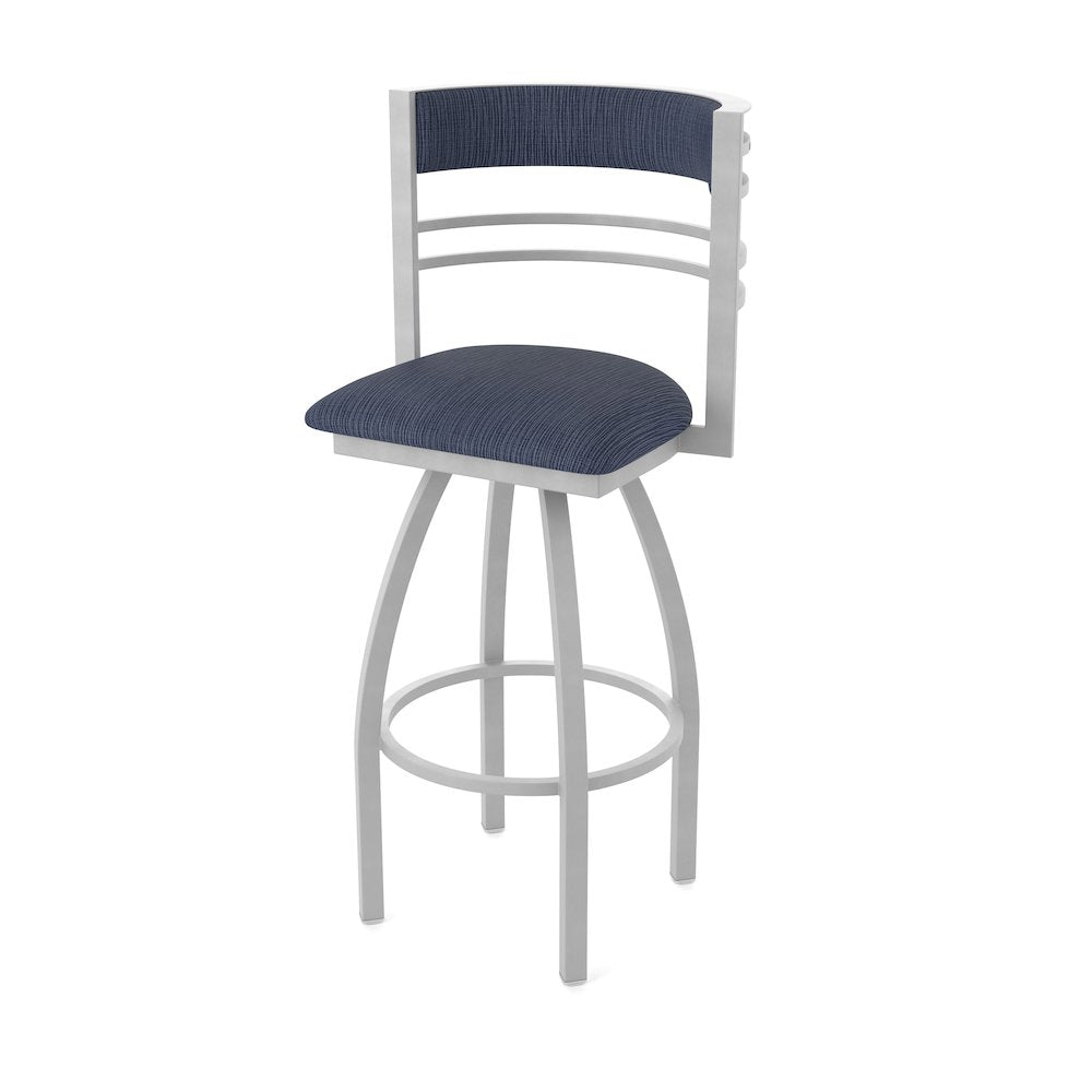 Swivel Bar Stool with Anodized Nickel Finish and Graph Anchor Seat and Back