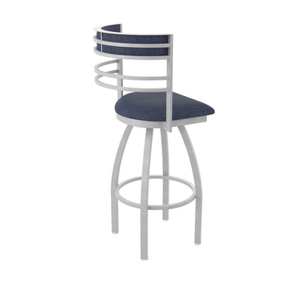 Swivel Bar Stool with Anodized Nickel Finish and Graph Anchor Seat and Back