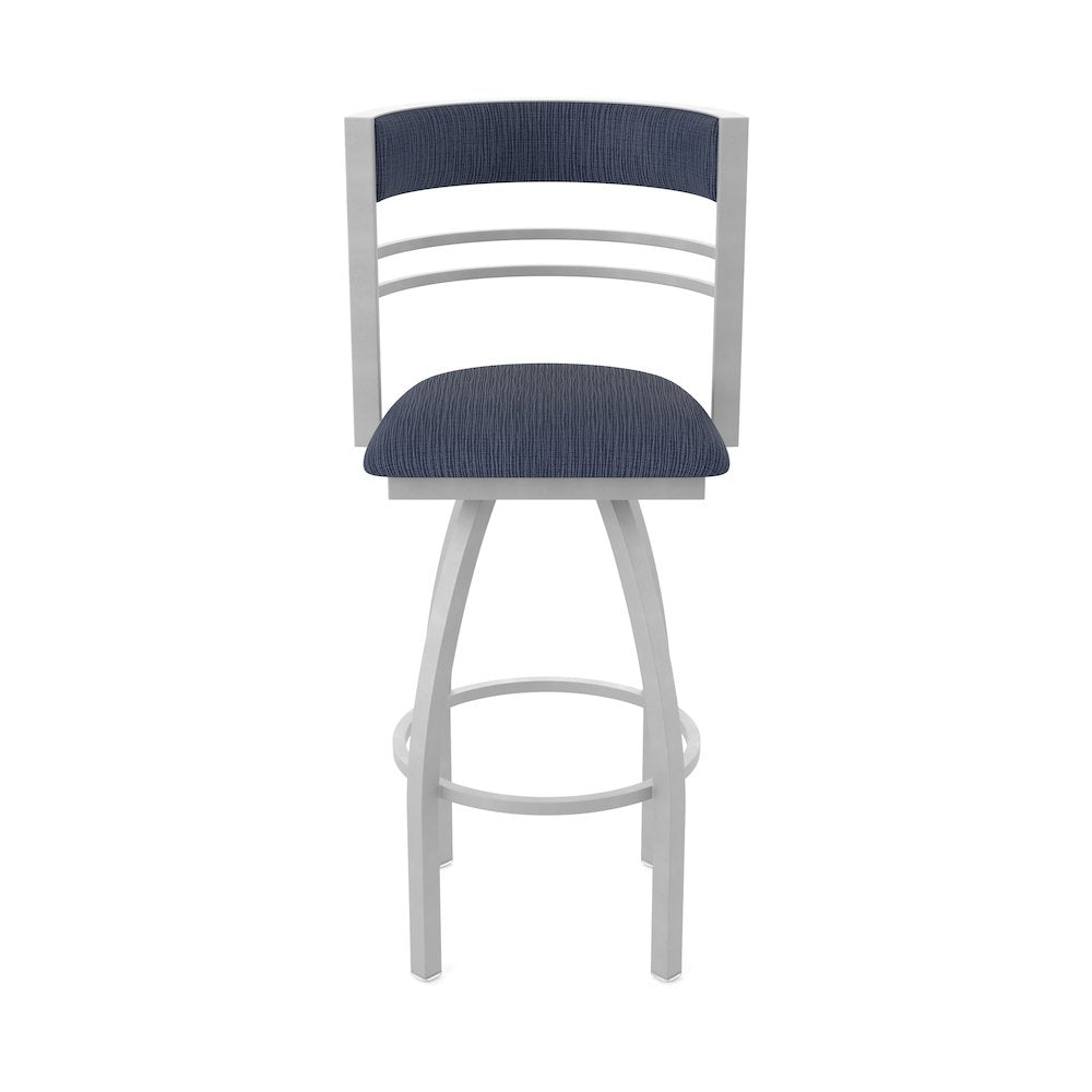 Swivel Bar Stool with Anodized Nickel Finish and Graph Anchor Seat and Back