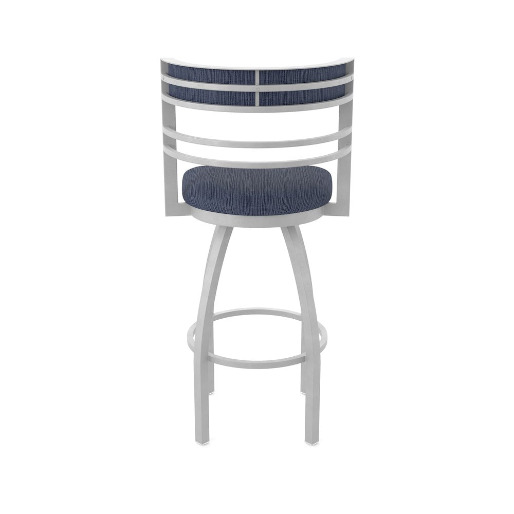 Swivel Bar Stool with Anodized Nickel Finish and Graph Anchor Seat and Back
