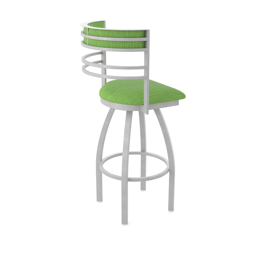 Swivel Bar Stool with Anodized Nickel Finish and Graph Parrot Seat and Back