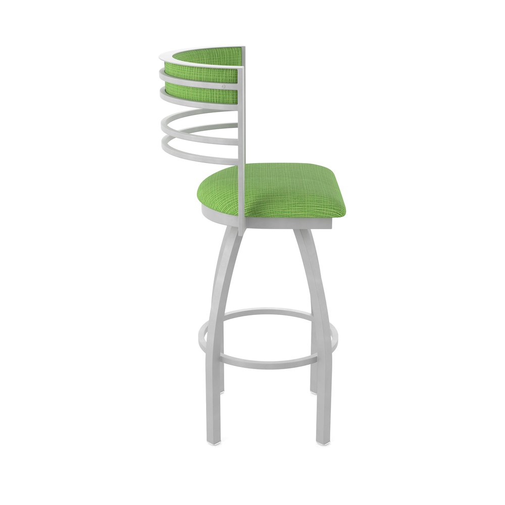 Swivel Bar Stool with Anodized Nickel Finish and Graph Parrot Seat and Back