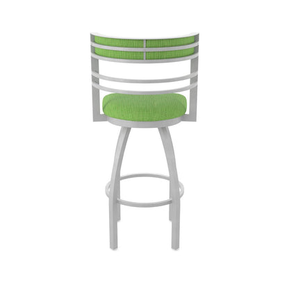 Swivel Bar Stool with Anodized Nickel Finish and Graph Parrot Seat and Back