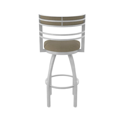 Swivel Bar Stool with Anodized Nickel Finish and Graph Cork Seat and Back