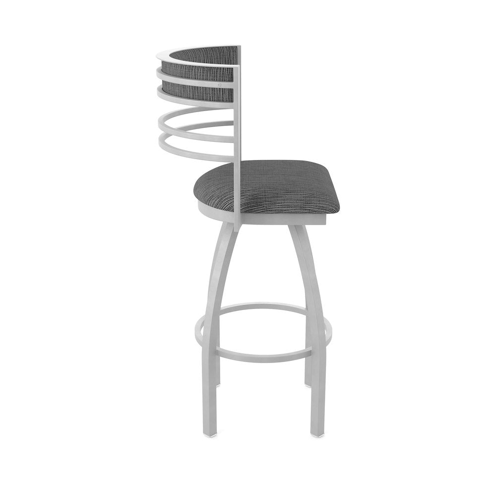Swivel Bar Stool with Anodized Nickel Finish and Graph Coal Seat and Back