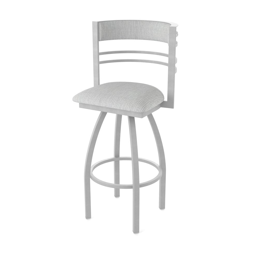 Swivel Bar Stool with Anodized Nickel Finish and Graph Alpine Seat and Back