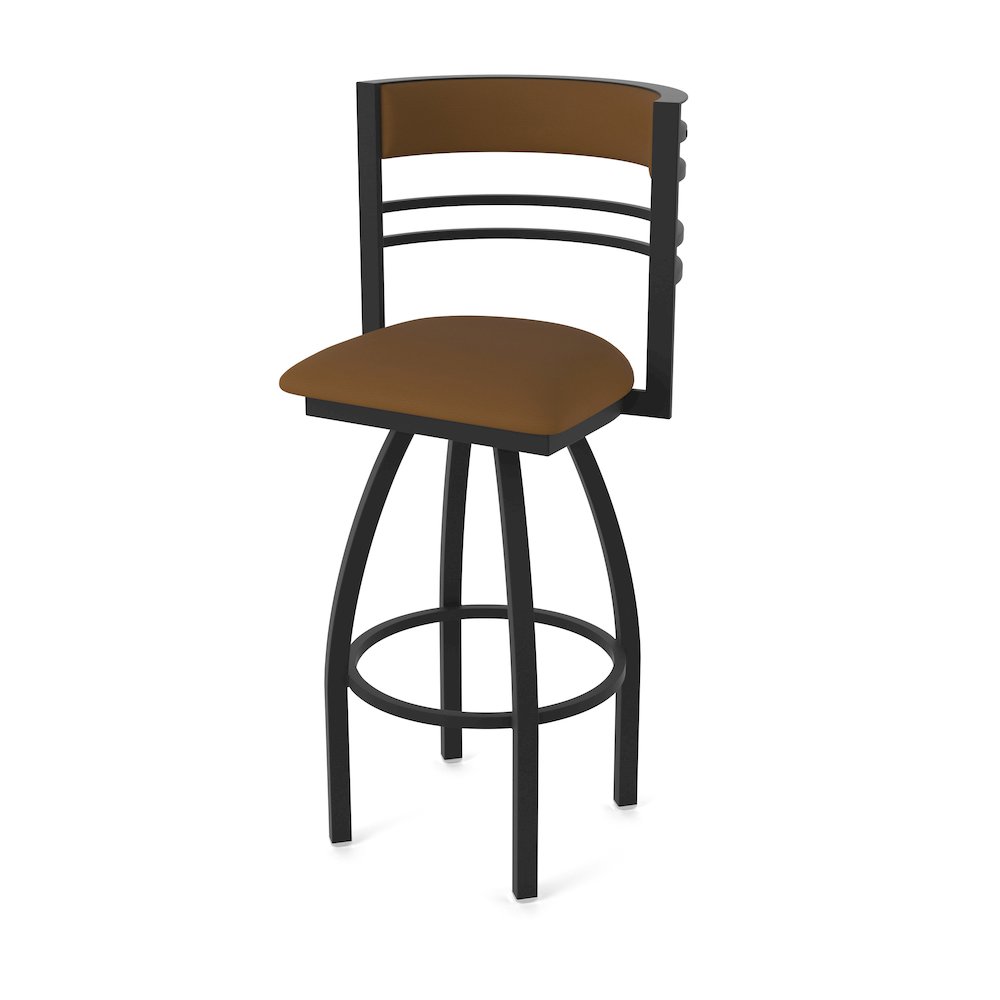 Swivel Bar Stool with Black Wrinkle Finish and Canter Thatch Seat and Back
