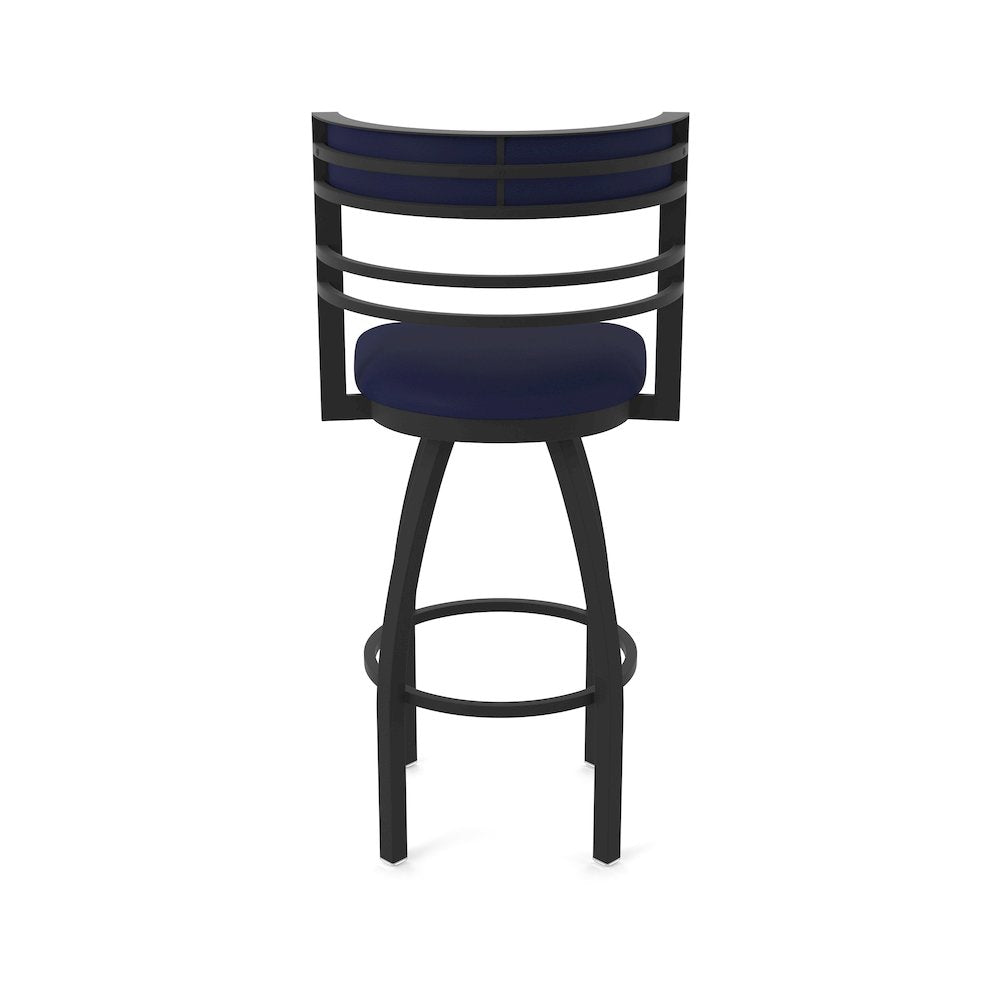 Swivel Bar Stool with Black Wrinkle Finish and Canter Twilight Seat and Back