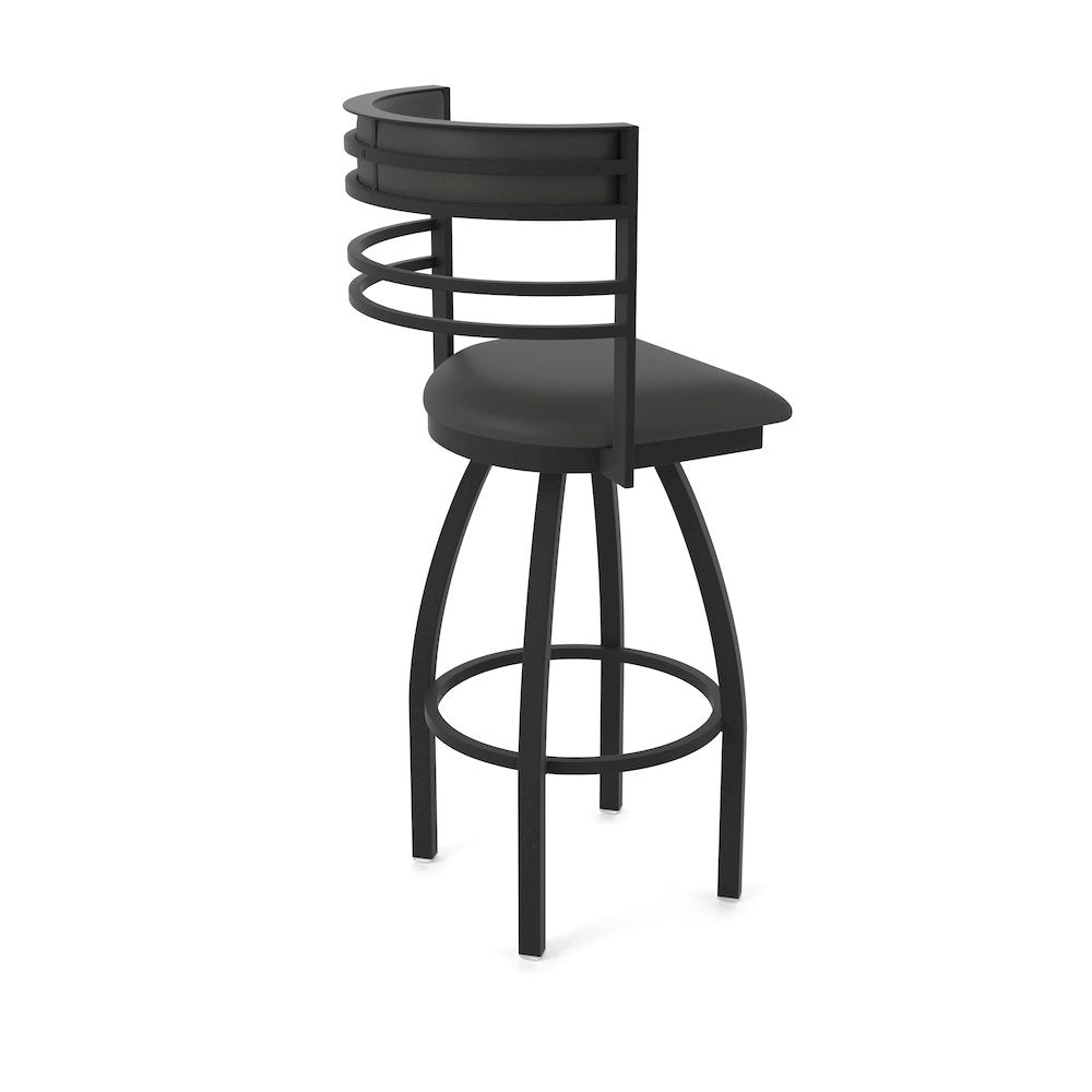 Swivel Bar Stool with Black Wrinkle Finish and Canter Iron Seat and Back