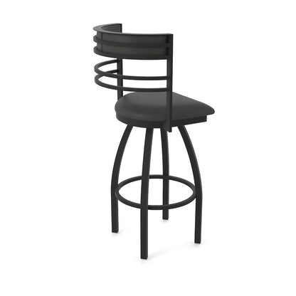 Swivel Bar Stool with Black Wrinkle Finish and Canter Iron Seat and Back