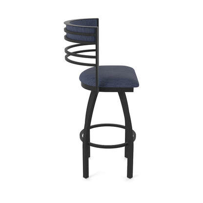 Swivel Bar Stool with Black Wrinkle Finish and Graph Anchor Seat and Back