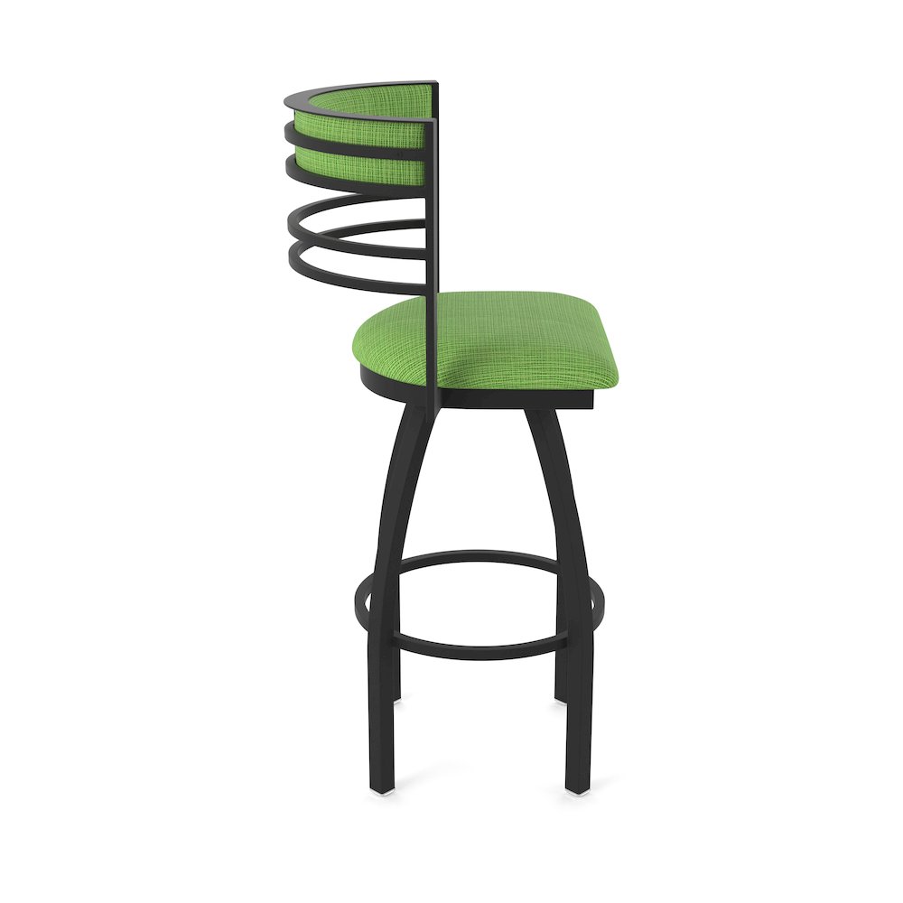 Swivel Bar Stool with Black Wrinkle Finish and Graph Parrot Seat and Back