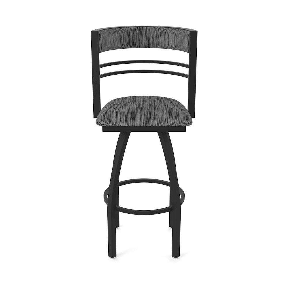 Swivel Bar Stool with Black Wrinkle Finish and Graph Coal Seat and Back