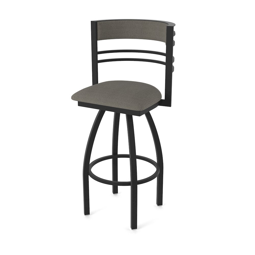 Swivel Bar Stool with Black Wrinkle Finish and Graph Chalice Seat and Back
