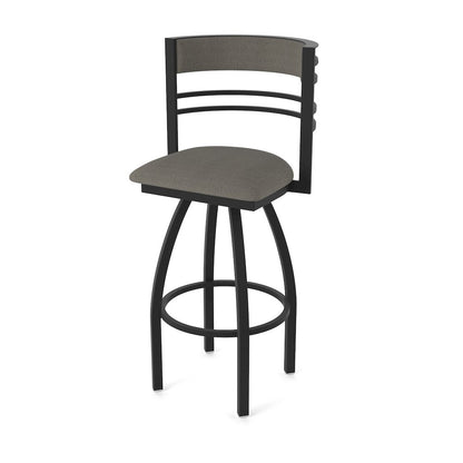 Swivel Bar Stool with Black Wrinkle Finish and Graph Chalice Seat and Back