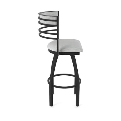 Swivel Bar Stool with Black Wrinkle Finish and Graph Alpine Seat and Back