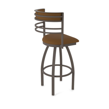 Swivel Bar Stool with Bronze Finish and Canter Thatch Seat and Back