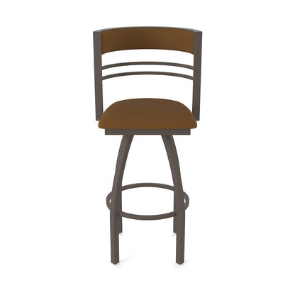 Swivel Bar Stool with Bronze Finish and Canter Thatch Seat and Back