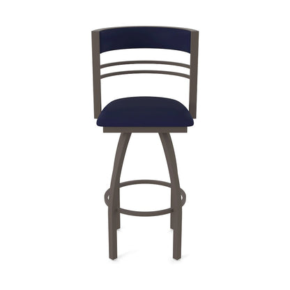 Swivel Bar Stool with Bronze Finish and Canter Twilight Seat and Back