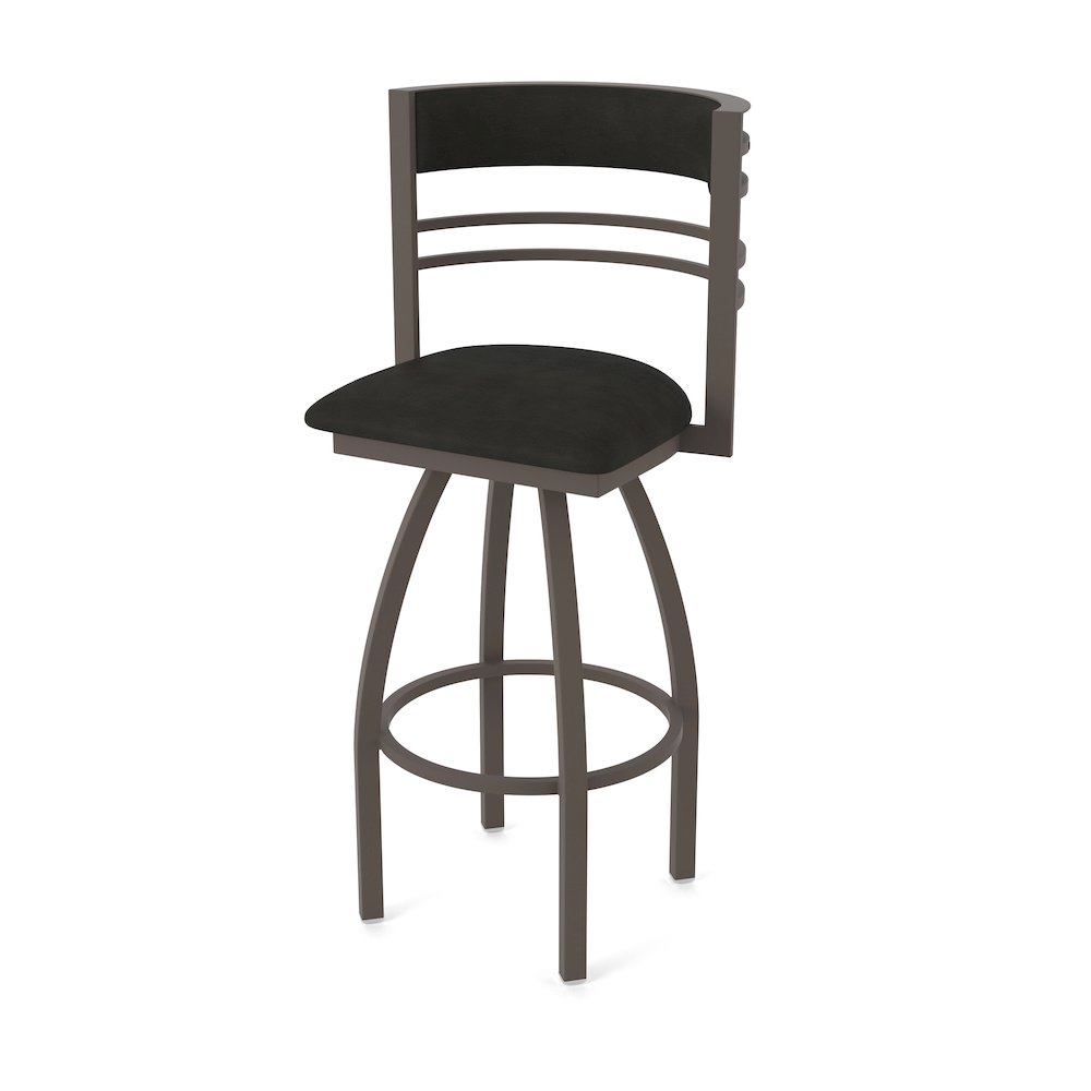 Swivel Bar Stool with Bronze Finish and Canter Espresso Seat and Back