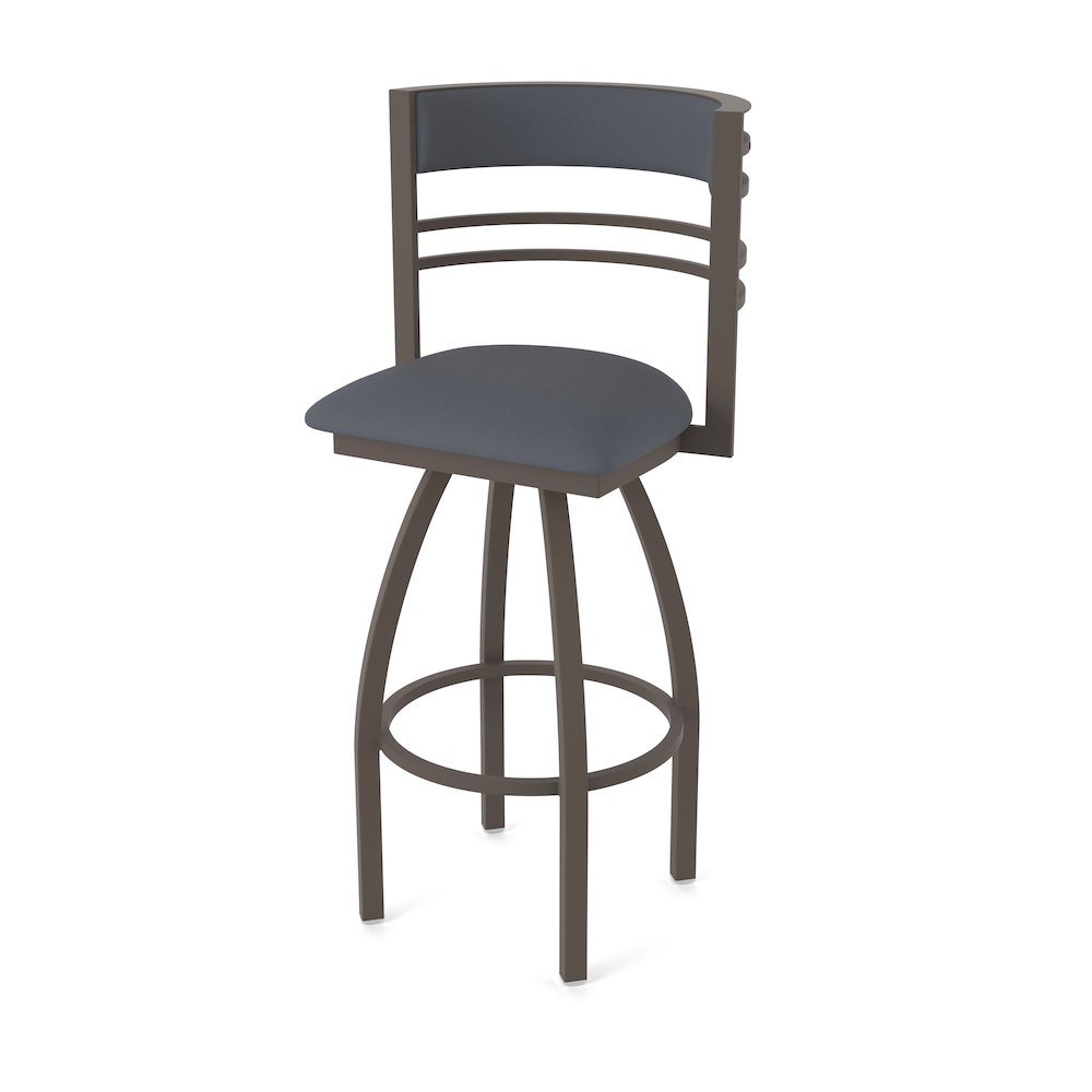 Swivel Bar Stool with Bronze Finish and Canter Storm Seat and Back