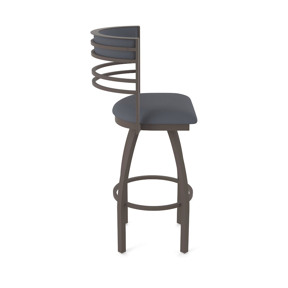 Swivel Bar Stool with Bronze Finish and Canter Storm Seat and Back