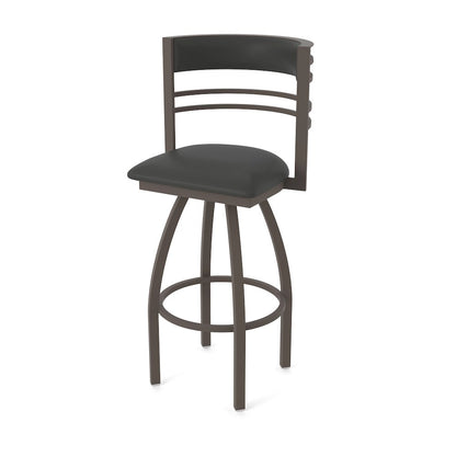 Swivel Bar Stool with Bronze Finish and Canter Iron Seat and Back