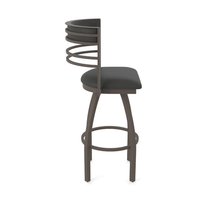 Swivel Bar Stool with Bronze Finish and Canter Iron Seat and Back