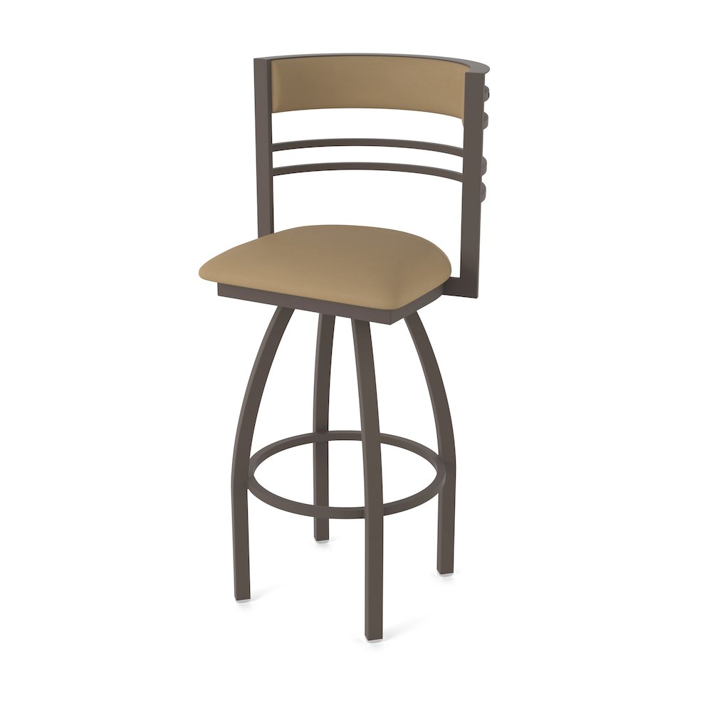 Swivel Bar Stool with Bronze Finish and Canter Sand Seat and Back