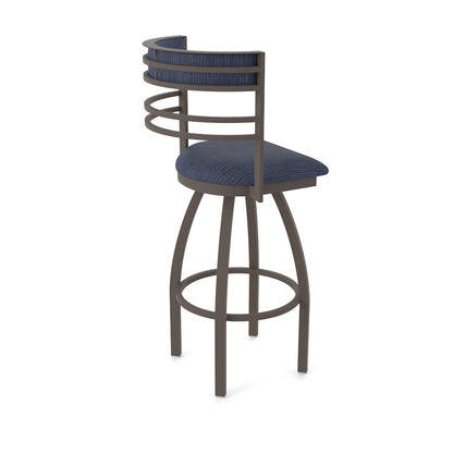 Swivel Bar Stool with Bronze Finish and Graph Anchor Seat and Back