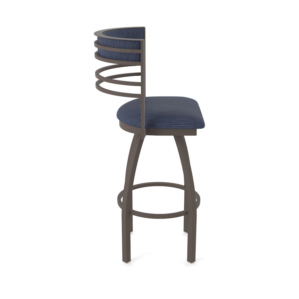 Swivel Bar Stool with Bronze Finish and Graph Anchor Seat and Back