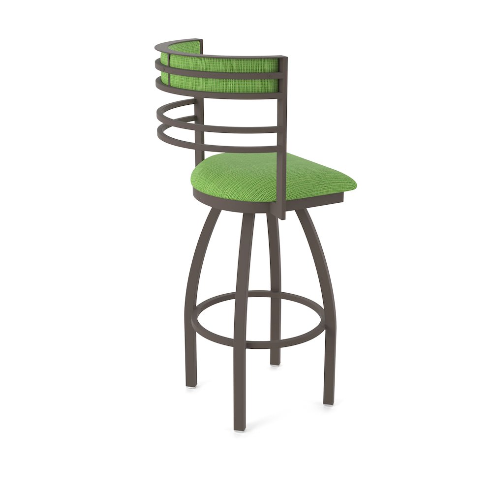Swivel Bar Stool with Bronze Finish and Graph Parrot Seat and Back