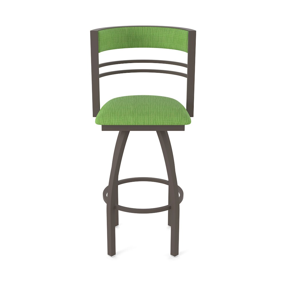 Swivel Bar Stool with Bronze Finish and Graph Parrot Seat and Back