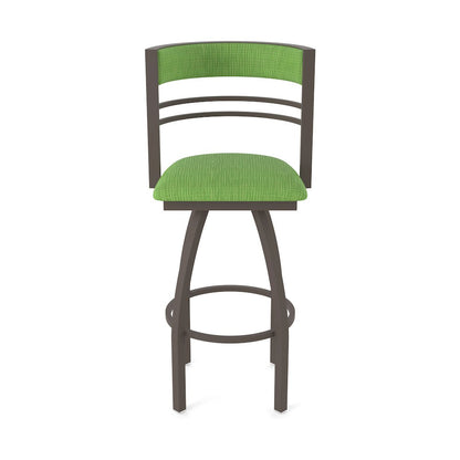 Swivel Bar Stool with Bronze Finish and Graph Parrot Seat and Back
