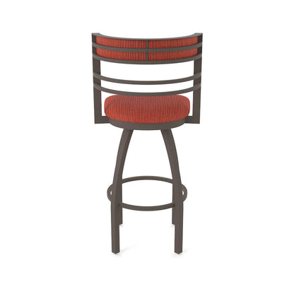 Swivel Bar Stool with Bronze Finish and Graph Poppy Seat and Back