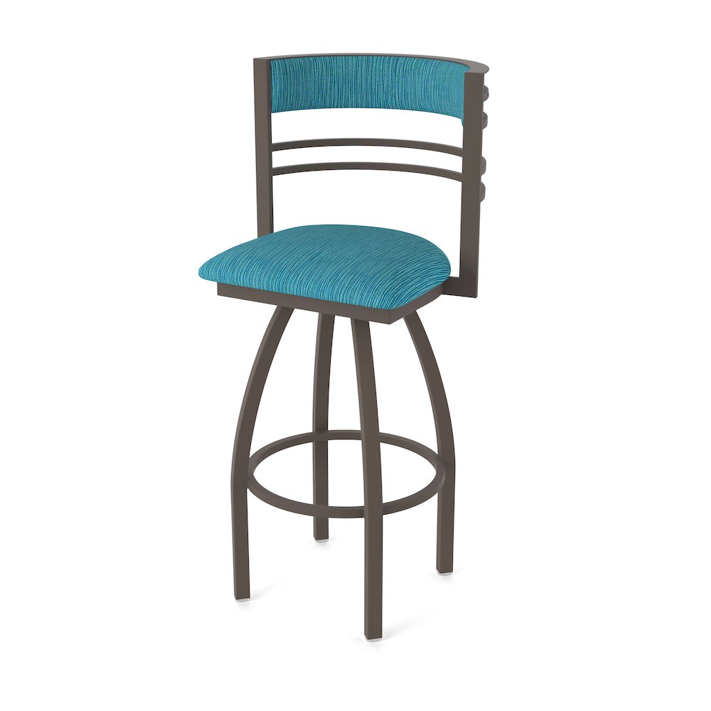 Swivel Bar Stool with Bronze Finish and Graph Tidal Seat and Back