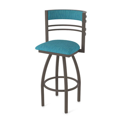 Swivel Bar Stool with Bronze Finish and Graph Tidal Seat and Back