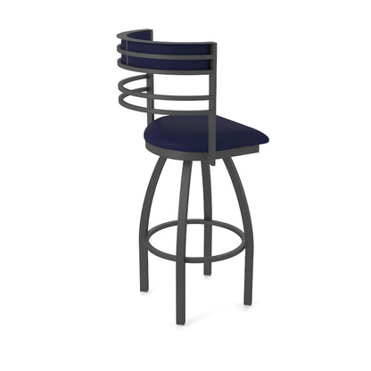 Swivel Bar Stool with Pewter Finish and Canter Twilight Seat and Back