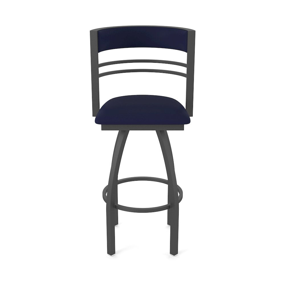 Swivel Bar Stool with Pewter Finish and Canter Twilight Seat and Back