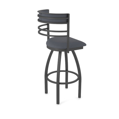 Swivel Bar Stool with Pewter Finish and Canter Storm Seat and Back