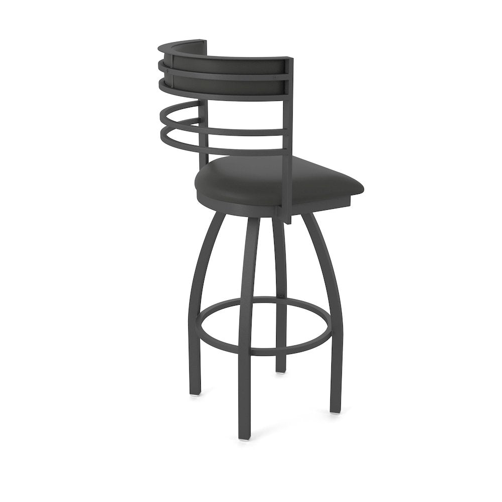 Swivel Bar Stool with Pewter Finish and Canter Iron Seat and Back