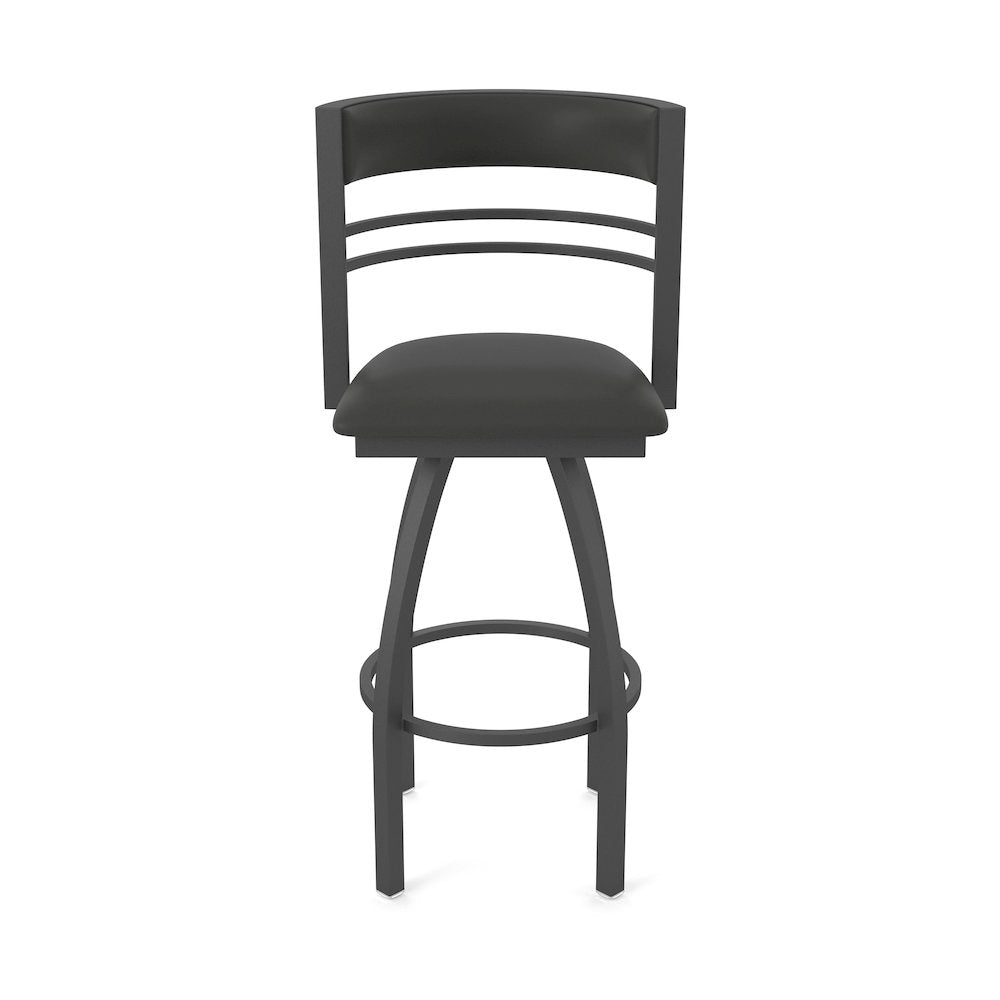Swivel Bar Stool with Pewter Finish and Canter Iron Seat and Back