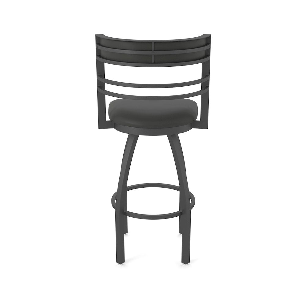 Swivel Bar Stool with Pewter Finish and Canter Iron Seat and Back